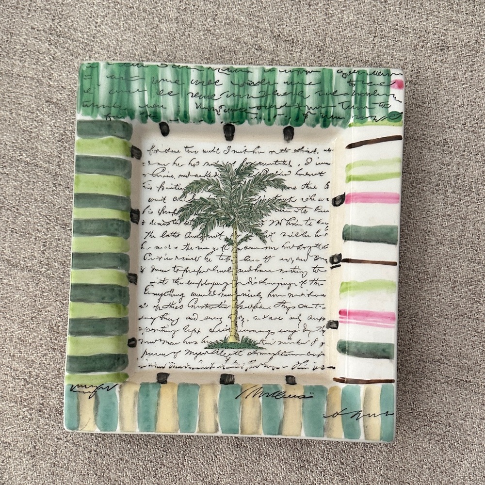 Euc John Derian Tropical Palm Tree Dish Tray 7.5" x 6.5"